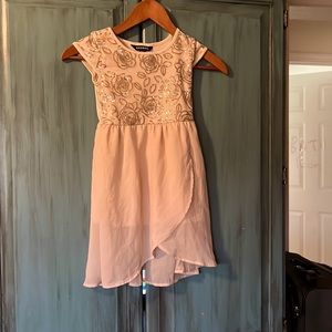 Sequin accent chiffon dress nude color